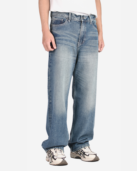 Warning Clothing - Denimes 1.443 Prewashed Non Stretch Loose Fit Straight Jeans Pria Mid Blue