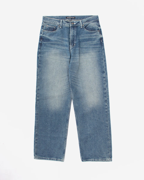 Warning Clothing - Denimes 1.443 Prewashed Non Stretch Loose Fit Straight Jeans Pria Mid Blue
