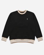 Warning Clothing - Dunn Striped Basic Crewneck Sweater Black, Navy, Mocca, Steel Blue