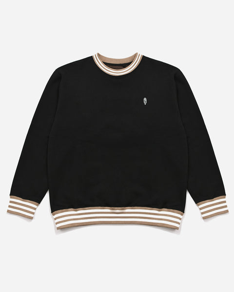 Warning Clothing - Dunn Striped Basic Crewneck Sweater Black, Navy, Mocca, Steel Blue