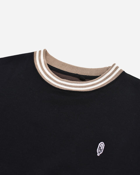 Warning Clothing - Dunn Striped Basic Crewneck Sweater Black, Navy, Mocca, Steel Blue