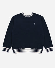 Warning Clothing - Dunn Striped Basic Crewneck Sweater Black, Navy, Mocca, Steel Blue