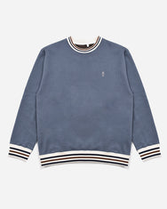 Warning Clothing - Dunn Striped Basic Crewneck Sweater Black, Navy, Mocca, Steel Blue