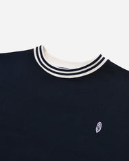 Warning Clothing - Dunn Striped Basic Crewneck Sweater Black, Navy, Mocca, Steel Blue