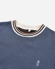 Warning Clothing - Dunn Striped Basic Crewneck Sweater Black, Navy, Mocca, Steel Blue