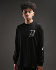 Warning Clothing - The Cosmic Long Sleeve Graphic 24s Black & White