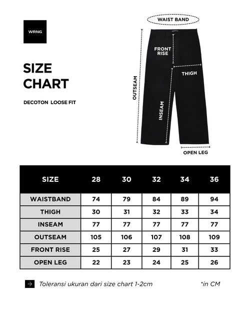 Warning Clothing - Decoton Loose Fit Straight Twill Chinos Hitam, Abu Tua, Army, Mocca, Cream