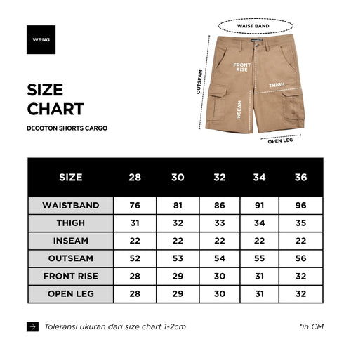 Warning Clothing - Decoton 2.437 - 2.440 Non Stretch Short Cargo Regular Fit | Black, Army, Mocca, Cream