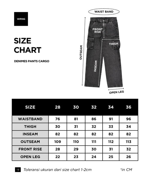 Warning Clothing - Denimes Prewashed Non Stretch Cargo Loose Fit Straight Jeans | Hitam, Biru Muda