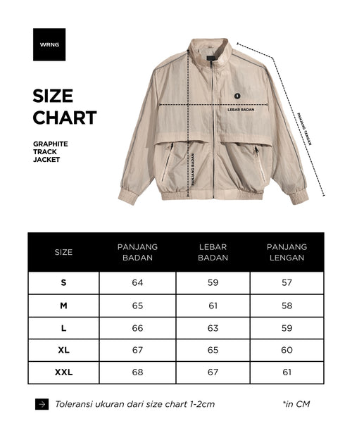 Warning Clothing - Graphite 2 Track Crinkle Jaket & Celana Sportwear Strip Beige