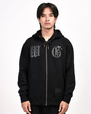 Warning Clothing - Tergo Hoodie Zipper Graphic Sweater| Black & Dark Grey