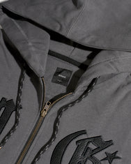 Warning Clothing - Tergo Hoodie Zipper Graphic Sweater| Black & Dark Grey