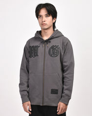Warning Clothing - Tergo Hoodie Zipper Graphic Sweater| Black & Dark Grey