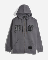 Warning Clothing - Tergo Hoodie Zipper Graphic Sweater| Black & Dark Grey
