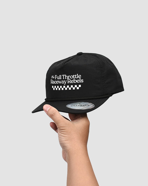 Warning Clothing - Throttle Classic Polyester Snapback Unstructured 5 Panel Hat Black & Red