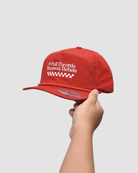 Warning Clothing - Throttle Classic Polyester Snapback Unstructured 5 Panel Hat Black & Red