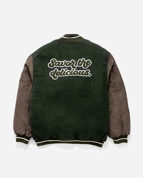 Warning Delicious Varsity Jacket