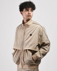 Warning Clothing - Graphite 2 Track Crinkle Jaket & Celana Sportwear Strip Beige