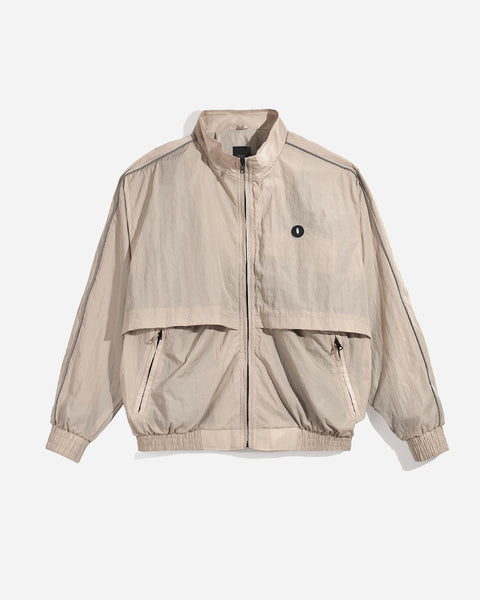 Warning Clothing - Graphite 2 Track Crinkle Jaket & Celana Sportwear Strip Beige