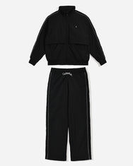 Warning Clothing - Graphite 1 Tracksuit Crinkle Jaket & Celana Sportwear Strip Black