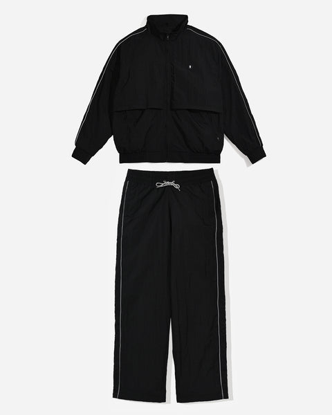 Warning Clothing - Graphite 1 Tracksuit Crinkle Jaket & Celana Sportwear Strip Black