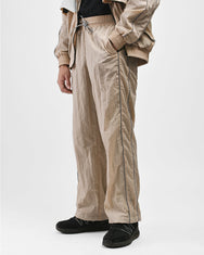 Warning Clothing - Graphite 2 Track Crinkle Jaket & Celana Sportwear Strip Beige