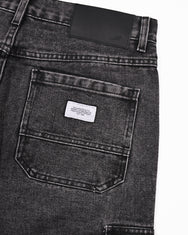Warning Clothing - Denimes Prewashed Non Stretch Cargo Loose Fit Straight Jeans | Hitam, Biru Muda