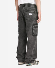 Warning Clothing - Denimes Prewashed Non Stretch Cargo Loose Fit Straight Jeans | Hitam, Biru Muda