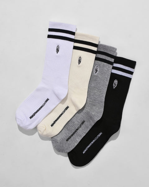 Warning Clothing - Twosteps Essential Socks | Black, Heather Grey, Off white, Cream